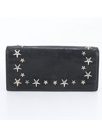 Jimmy Choo Jimmy Choo Star Studded Leather Long Wallet, Round Zipper, Black, Women's (view 2)