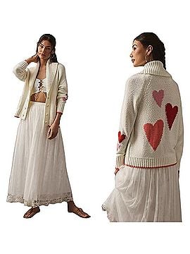 Anthropologie Maeve Oversized Chunky Heart Cardigan Cardigan (view 1)