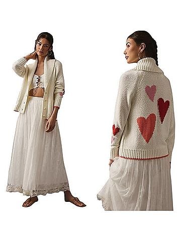Anthropologie Maeve Oversized Chunky Heart Cardigan Cardigan (view 1)