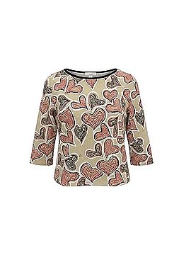 St. John Sport Marie Gray Heart Print Metallic Knit Top Pullover Sweater (view 1)