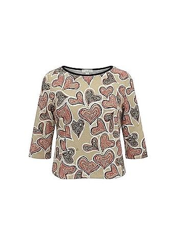 St. John Sport Marie Gray Heart Print Metallic Knit Top Pullover Sweater (view 1)