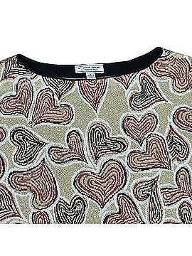 St. John Sport Marie Gray Heart Print Metallic Knit Top Pullover Sweater (view 2)