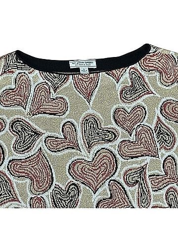 St. John Sport Marie Gray Heart Print Metallic Knit Top Pullover Sweater (view 2)