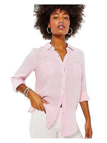 Lilly Pulitzer Sea View 3/4 Sleeve Button-Down Shirt (view 1)