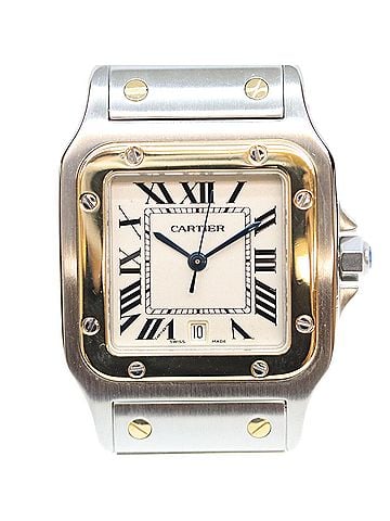 Cartier Cartier 80s-90s W20011C4 Santos Galbee LM Ivory Dial Date SS Quartz Watch Silver x Yellow Gold Men's (view 1)