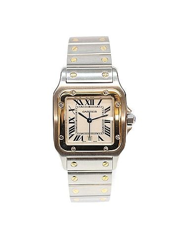 Cartier Cartier 80s-90s W20011C4 Santos Galbee LM Ivory Dial Date SS Quartz Watch Silver x Yellow Gold Men's (view 2)