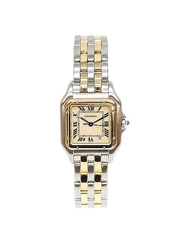Cartier Cartier 80s-90s Ivory Dial Panthère MM 2-Row Quartz Yellow Gold Stainless Steel Watch Silver x Men's (view 2)