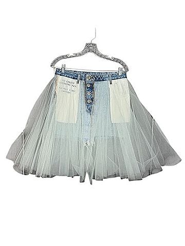 Unravel Project Denim Tulle Skirt Casual Skirt (view 2)