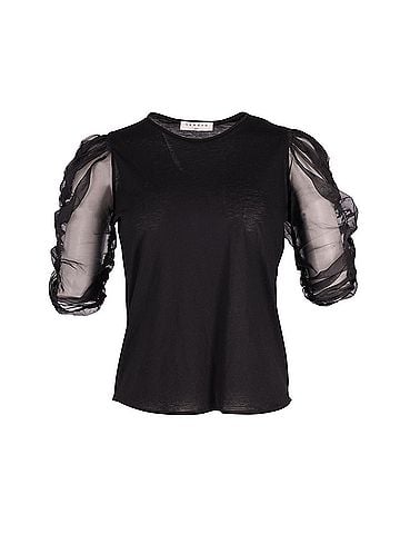 Sandro Sandro Paris Sheer Sleeved Blouse in Black Lyocell (view 1)