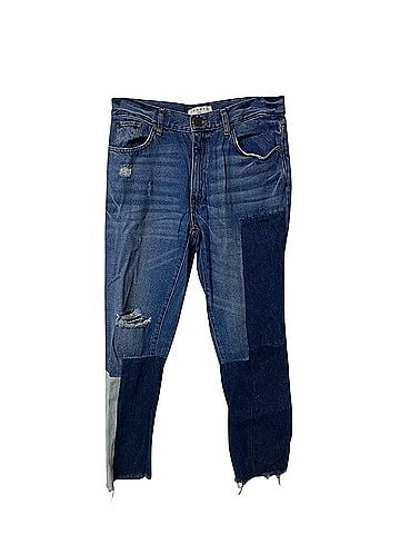 Sandro Sandro Distressed Patchwork Jeans in Blue Cotton (view 1)