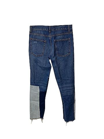 Sandro Sandro Distressed Patchwork Jeans in Blue Cotton (view 2)