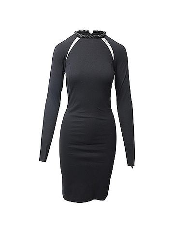 Stella McCartney Stella McCartney Embellished Collar Dress in Black Cotton (view 1)