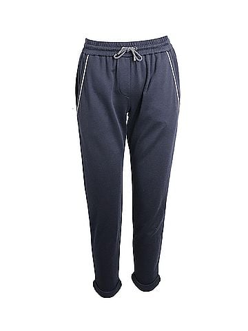 Brunello Cucinelli Brunello Cucinelli Drawstring Tapered Sweatpants in Navy Cotton (view 1)