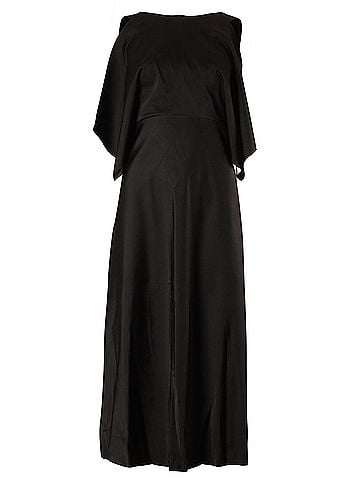 Balenciaga Balenciaga Cold Shoulder Midi Dress in Black Cupro (view 1)