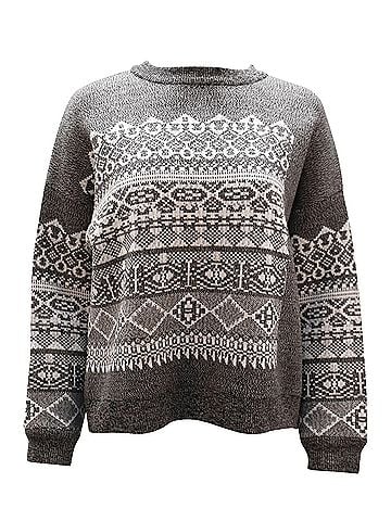 Alexander Wang Alexander Wang Fair Isle Sweater in Grey Wool (view 1)