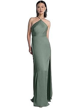 jenny BY JENNY YOO Summer Satin Halter Dress Cocktail Dress (view 1)