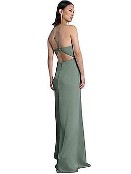jenny BY JENNY YOO Summer Satin Halter Dress Cocktail Dress (view 2)