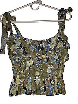 Wilfred Floral Smocked Tie-Shoulder Peplum Crop Top Tank Top (view 1)