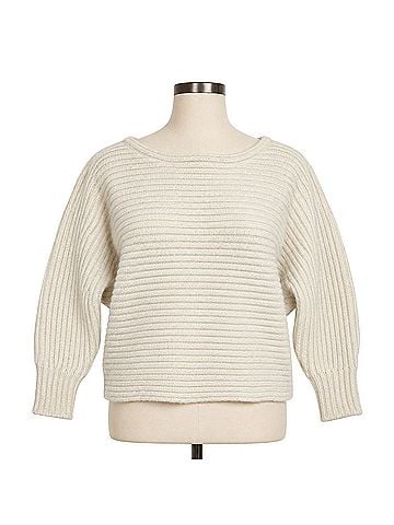 Anthropologie Ivory Ribbed Pullover Sweater (view 1)