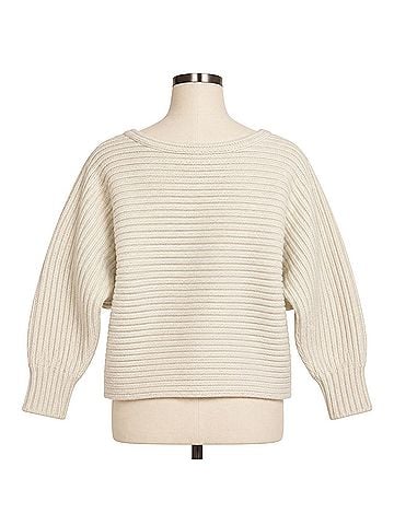 Anthropologie Ivory Ribbed Pullover Sweater (view 2)