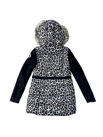 Juicy Couture Smokey Leopard Pitch Black Long Puffer Coat Coat (view 2)
