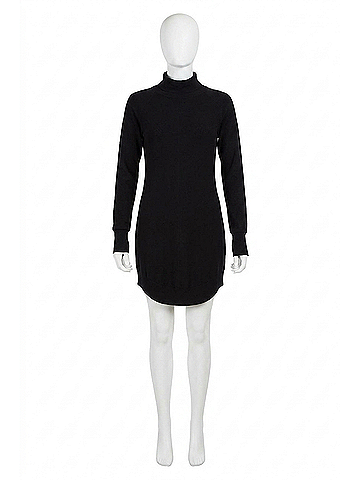 Chaser Knit Raglan Turtleneck Shirttail Mini Dress in Black (view 1)