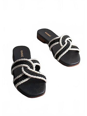Kaanas Women's Olas Sandal in Black And White (view 2)