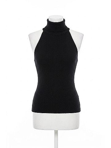 Enza Costa Knit Halter Turtleneck Sweater in Black (view 1)
