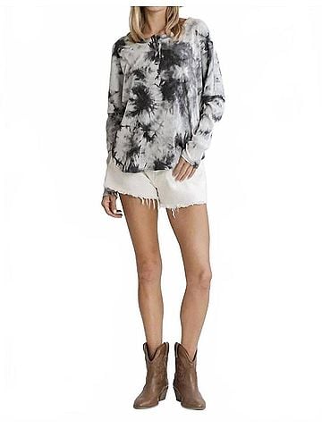 Umgee Tie Dye Ribbed Top in Grey (view 2)