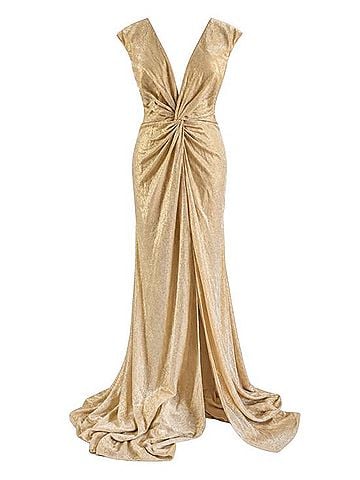 Rene Ruiz Collection Glitter Knot V-Neck Gown Casual Dress (view 2)