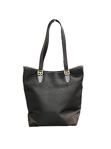 Bally Bally B logo monogram pattern tote bag, leather and nylon. (view 2)