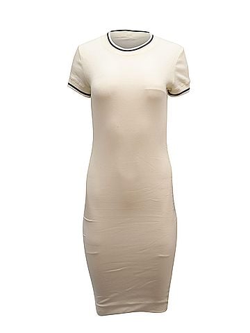 James Perse James Perse Shirred Rib Dress in White Cotton (view 1)