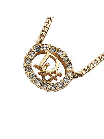 Christian Dior Christian Dior Necklace, Oval, GP Plated, Rhinestone, Gold, Women's (view 1)