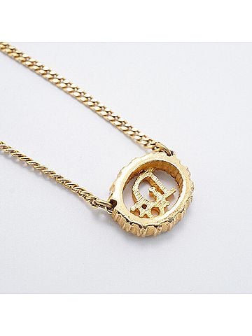 Christian Dior Christian Dior Necklace, Oval, GP Plated, Rhinestone, Gold, Women's (view 2)