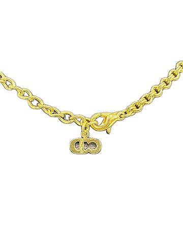 Christian Dior Christian Dior CD Logo Rhinestone Necklace, Gold Crystal, GP, Women's (view 2)