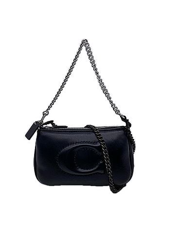 Coach COACH Chain Shoulder Bag CJ527, Black/Silver, Smooth Leather, Women's (view 1)