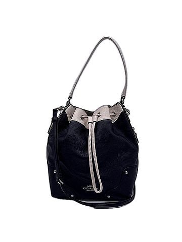 Coach COACH Leather Mickey Drawstring Spectator Shoulder Bag F37680 Handbag Black White Women's (view 1)