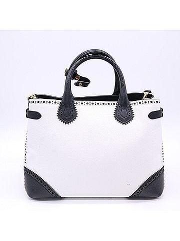 Burberry BURBERRY Calfskin Shoulder Bag Handbag White Black Calf Leather Women's (view 2)