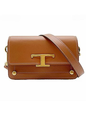 Tod's TOD'S Shoulder Bag T-Timeless Mini Pouch T-Logo Leather Brown Women's (view 1)