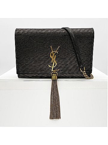 Yves Saint Laurent YVES SAINT LAURENT Chain Shoulder Bag Kate Tassel YSL Logo 452159 Suede Black Women's (view 2)