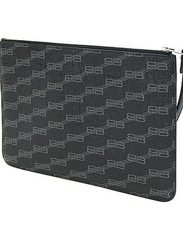 Balenciaga Balenciaga Clutch Bag BB Monogram 702627 Black Coated Canvas Signature Flat Pouch Men's BALENCIAGA (view 2)