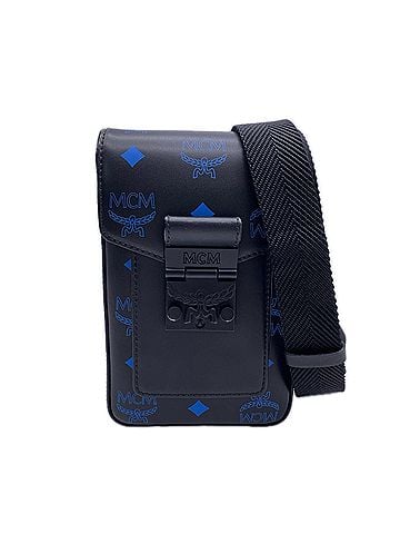 MCM MCM Leather Color Splash Logo Crossbody Bag, Varta Blue MMRBASX04H9001, Shoulder Black/Blue (view 1)