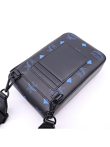 MCM MCM Leather Color Splash Logo Crossbody Bag, Varta Blue MMRBASX04H9001, Shoulder Black/Blue (view 2)