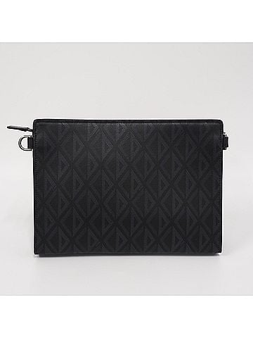 Christian Dior Christian Dior CD Diamond Clutch Bag, Black/Navy, PVC/Smooth Leather, Women's (view 2)