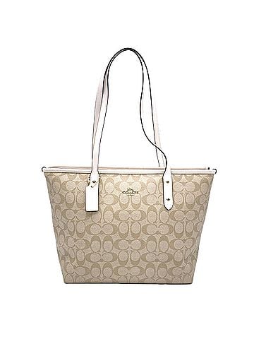 Coach COACH Canvas Signature Tote Bag F58292 Beige White Women's (view 1)