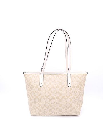 Coach COACH Canvas Signature Tote Bag F58292 Beige White Women's (view 2)
