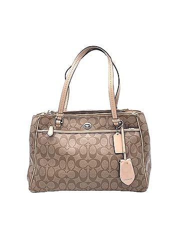 Coach COACH Canvas Peyton Signature Jordan Double Zip Tote Bag F32838 Handbag Beige Brown Pink Women's (view 1)