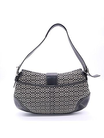 Coach COACH Mini Signature Soho Flap One-Shoulder Bag 6808 Handbag Navy Gray Silver Women's (view 2)