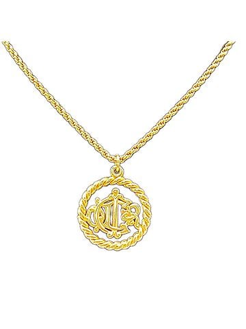 Christian Dior Christian Dior GP Emblem Circle Motif Chain Necklace, Gold GP, Women's (view 1)