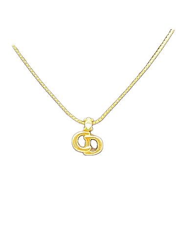 Christian Dior Christian Dior CD Logo Rhinestone Necklace, Gold GP, Women's (view 1)